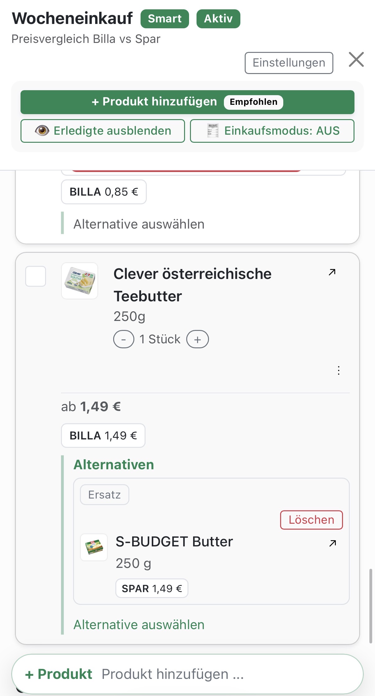Einkaufsliste Screenshot 2