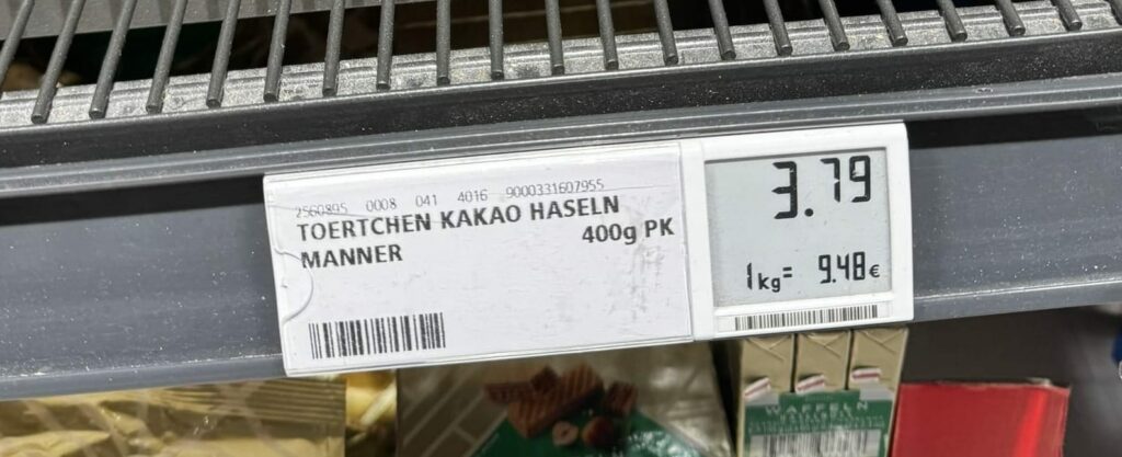 Digitales Preisschild Supermarkt Preisrunter